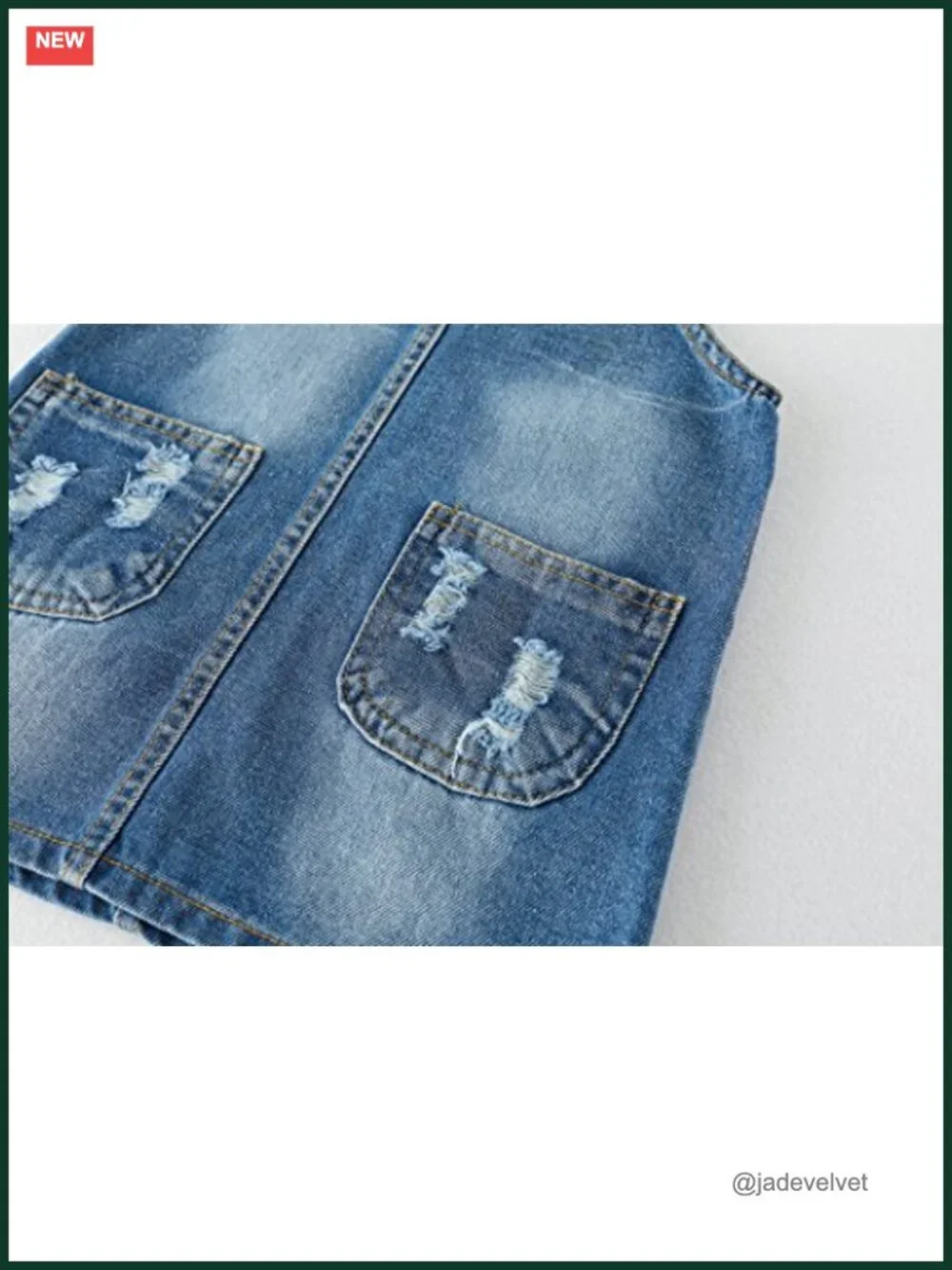 Girls Denim Overall Dress Ripped Jeans Jumper A-Line